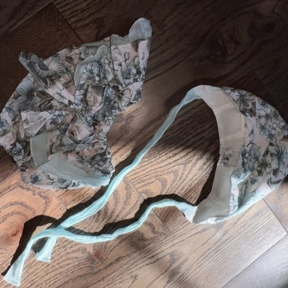 Paloma de la o floral baby blue bonnet and matching bloomer set luxury rare find - Picture 1 of 4